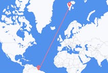Flyg från Belém (kommun i Brasilien, Pará, lat -1,34, long -48,42), Brasilien till Svalbard, Svalbard och Jan Mayen