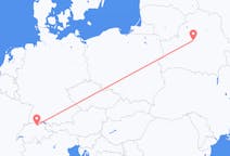 Flyg från Minsk, Vitryssland till Zürich, Schweiz