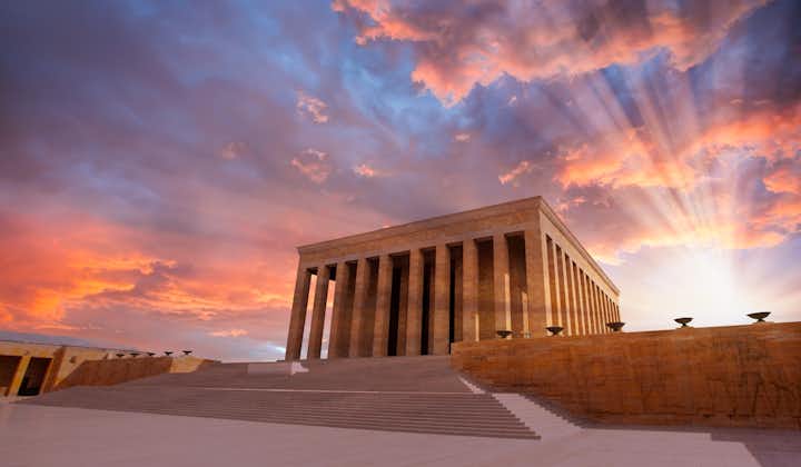 Photo of Mausoleum of Ataturk at amazing sunset, Ankara.