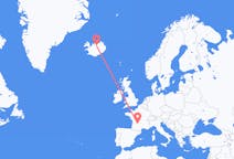 Flyg från Akureyri, Island till Brive-la-gaillarde, Frankrike