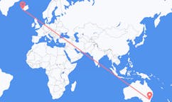 Vluchten van Canberra, Australië naar Reykjavík, IJsland