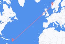 Vluchten van Sint-Jozef, Dominica naar Sogndal, Noorwegen