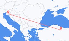 Flyrejser fra Tokat, Tyrkiet til Rijeka, Kroatien