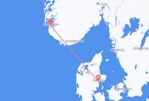 Vluchten van Stavanger, Noorwegen naar Aarhus, Denemarken