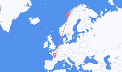 Voli da Sandnessjøen, Norvegia a Bergerac, Francia