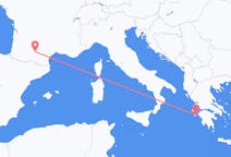 Vluchten van Zakynthos-eiland, Griekenland naar Toulouse, Frankrijk
