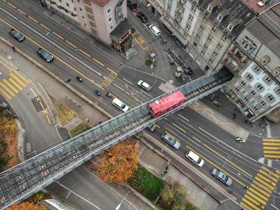photo of Polybahn from above in Zurich, Switzerland.