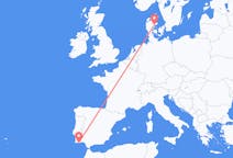 Vluchten van Århus, Denemarken naar Faro, Napoli, Portugal