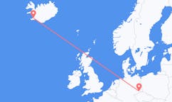 Flyg från staden Reykjavik, Island till staden Dresden, Tyskland