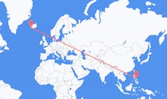 航班从菲律宾卡坦端内斯·维拉克市到雷克雅维克市，冰岛塞尔