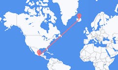 Vluchten van Puerto Escondido, Oaxaca, Mexico naar Akureyri, IJsland