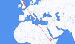 Flyg från Goba, Etiopien till Kirmington, England