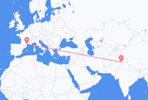 Flug frá Sialkoti, Pakistan til Béziers, Frakklandi