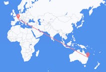 Flyg från Queensland, Australien till Genève, Schweiz