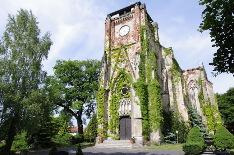Photo of beautiful view of an old church ruins of Wachau, Markkleeberg, Leipzig, Germany.