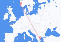 Vluchten van Stavanger, Noorwegen naar Skiathos, Griekenland