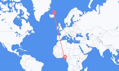 航班从圣多美和普林西比圣多美市到埃伊尔斯塔济市，冰岛塞尔