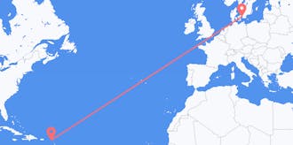 Flyreiser fra Saint-Barthélemy til Danmark