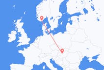 Vluchten van Kristiansand, Noorwegen naar Boedapest, Hongarije