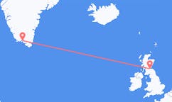 Vluchten van Narsaq, Groenland naar Edinburgh, Schotland