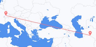 투르크메니스탄에서 스위스까지 운항하는 항공편