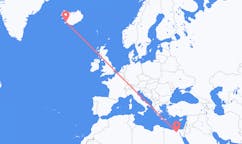 Fly fra byen Kairo, Egypten til byen Reykjavik, Island