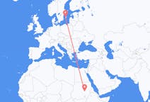 Flyg från Khartoum, Sudan till Visby, Sverige