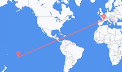 Flyg från Rarotonga, Cooköarna till Rodez, Frankrike