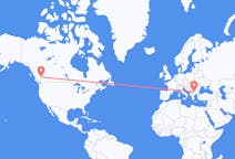 Vluchten van Williams Lake, British Columbia, Canada naar Sofia, Bulgarije