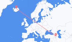 航班从阿塞拜疆纳希切万市到阿克雷里市，冰岛塞尔