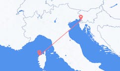 Vols depuis la ville de Calvi (Haute-Corse) vers la ville de Trieste