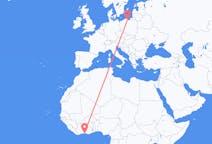 Flyreiser fra Abidjan, Elfenbenskysten til Gdańsk, Polen