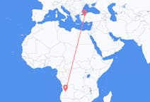 Flyg från Huambo, Angola till Kutahya, Turkiet