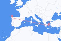 スペインのから サンティアゴ・デ・コンポステーラ、ギリシャのへ ミコノス島フライト