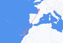 Vluchten van Lanzarote, Spanje naar Bordeaux, Frankrijk