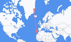 Vluchten van Lanzarote, Spanje naar Ittoqqortoormiit, Groenland