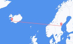 Flyreiser fra byen Reykjavik, Island til byen Sundsvall, Sverige