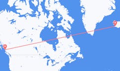 航班从加拿大贝拉贝拉市到雷克雅维克市，冰岛塞尔