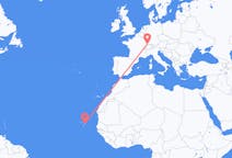 Flyg från Boa Vista (kommun i Brasilien, Roraima, lat 3,19, long -60,61), Kap Verde till Basel, Schweiz