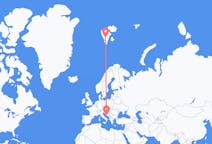 Voos de Brač, Croácia para Svalbard, Svalbard e Jan Mayen