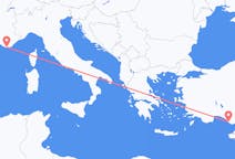 Loty z Tulon, Francja z Gazipaşa, Turcja