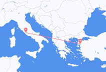 イタリアのローマからから、トルコのエドレミトまでのフライト