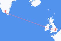 Flyreiser fra London, England til Qaqortoq, Grønland