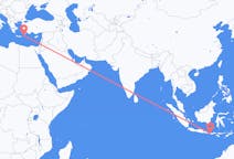 Flyreiser fra Praya, Lombok, Indonesia til Karpathos, Hellas