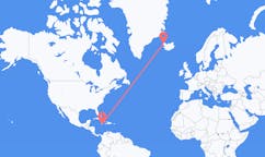 Flights from the city of Kingston, Jamaica to the city of Ísafjörður, Iceland