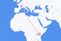 Flyg från Mount Kilimanjaro, Tanzania till Montpellier, Frankrike