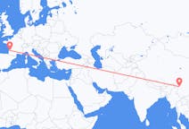 Flyrejser fra Diqing Tibetansk Autonome Præfektur, Kina til Bordeaux, Frankrig
