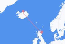 スコットランドのアバディーンから、アイスランドのアークレイリまでのフライト