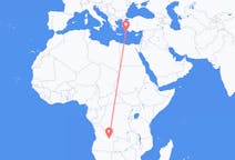 Flyg från Luena, Angola till Rhodes, England, Grekland