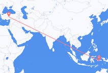 出发地 印度尼西亚安汶 (马鲁古)目的地 土耳其内夫谢希尔的航班